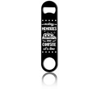 CREATCABIN Camper Flat Bottle Opener Stainless Steel Bottle Opener Black Bar Key Heavy Duty Speed Opener Blanks Laser Cut for Kitchen Bar Restaurant 1.6 x 7Inch-Making Memories One Campsite at a Time