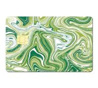 CREATCABIN Card Skin Sticker Wave Debit Credit Card Skins Covering Green Marbling Personalizing Bank Card Protecting Decals Waterproof No Bubble Slim for EBT Transportation Key Card 7.3x5.4Inch