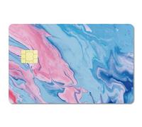 CREATCABIN Card Skin Sticker Wave Quicksand Debit Credit Card Skins Covering Personalizing Bank Card Protecting Decals Waterproof No Bubble Slim for EBT Transportation Key Card Pink Blue 7.3x5.4Inch