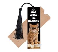 CREATCABIN Cat Bookmark Acrylic Rectangle Bookmarks Animal Cats Decoration Tag Page Not Meow I am Reading for Reading Office Teacher Accessories Book Lovers Gifts Christmas Birthday 4.7 x 1.4 Inch
