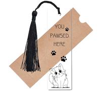 CREATCABIN Cat Bookmarks Transparent Bookmark Rectangle Clear Acrylic Book Marker Tag with Tassel Cultural Printed Pawed Gift for Reader Book Lovers Students Birthday 4.6x1.3 Inch-You Pawed Here