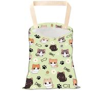 CREATCABIN Cat Car Trash Bag Hanging Car Garbage Bag Back Seat Organizer Trash Can Bin One-Handed Strap Garbage Reusable Waterproof for Car Accessories Vehicle Travelling Camping 11.8x9.84 Inch