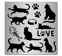 CREATCABIN Cat Metal Die Stencils Cuts Plaques Cutting Dies Love Paw Various Cat Animals for Painting DIY Scrapbooking Craft Photo Album Decorative Embossing Paper Card Making 6.3 x 6.3 Inch