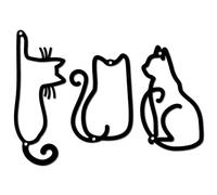 CREATCABIN Cat Metal Wall Decor Wire Wall Art Iron Wall Signs Hanging Ornament Sculpture for Balcony Garden Home Coffee Bar Living Room Bedroom Kitchen Hotel Indoor Decoration Black 7.9x3.9 Inch