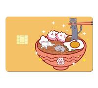 CREATCABIN Cat Ramen Credit Card Skins Cartoon Debit Card Skin Sticker Covering Bank Card Protecting Decals Waterproof Removable No Bubble Slim for Transportation Key Gift Card 7.3x5.4Inch
