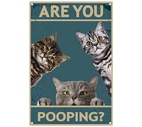 CREATCABIN Cat Sign Vintage Metal Tin Sign Wall Decor Retro Painting Poster Plaque Iron Decoration Art Mural Hanging Gift for Cat Lover Home Kitchen Bar Restaurant Room Cafe Pub Club 12 x 8 Inch