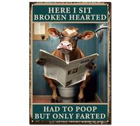 CREATCABIN Cattle Sign Toilet Decor Vintage Retro Tin Sign Metal Wall Art Plaque Iron Painting Poster Decoration for Bathroom Toilet Home 12x8Inch-Here I Sit Broken Hearted Had To Poop But Only Farted