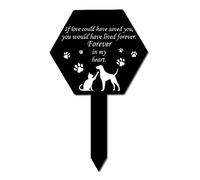 CREATCABIN Cemetery Stake Cat Dog Pattern Sympathy Grave Stake Hexagon Memorial Stakes Waterproof Acrylic Cemetery Garden Decoration for Pets Outdoors Yard 10 x 6inch