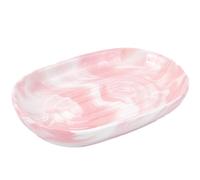 CREATCABIN Ceramics Soap Dish Soap Holder Pink Texture Handcrafted Fancy Multi-Purpose Soap Bar Holder Marble Textures Oval Soap Tray Non-Slip for Sponge Bathroom Kitchen Sink Decorative 5x3x1Inch