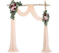 CREATCABIN Champagne Color Tulle Fabric Costume Making Polyester Mesh Fabric Home Outdoor Yard Wedding Polyester Mesh Tulle For Party Stage Decorative Background Desktop Flat Lay Prop Cloth 29.5x236in