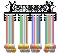 CREATCABIN Cheer Cheerleading Medal Holder Medal Hanger Pentagram Medal Rack Display Hanging Awards Wall Mounted Decoration Gift for Cheering Team Race Winner Medalist Women Men 15.7x5.9 Inch Silver