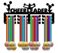 CREATCABIN Cheerleader Medal Holder Medal Hanger Display Rack Sports Metal Hanging Awards Iron Small Mount Decor Awards for Wall Home Badge Race Runner Marathon Swimming Medalist Black 11.4x5.1 Inch