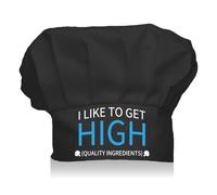 CREATCABIN Chef Hat Adult Adjustable Elastic Baker Kitchen Catering Wear Cooking Hat Custom Cotton Chef Cap for Women Men Grilling Baking BBQ Chef Gift Dad Black 11.8x9 Inch-I Like to Get Ingredients