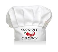 CREATCABIN Chef Hat Adult Adjustable Elastic Baker Kitchen Catering Wear Cooking Hat Custom Cotton Chef Cap for Women Men Grilling Baking BBQ Chef Dad Gift White 11.8x9 Inch-Cook-Off Chili Champion