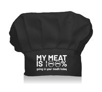 CREATCABIN Chef Hat Adult Adjustable Funny Chef Cap Custom Cotton Elastic Kitchen Baker Catering Wear Crown Cooking Hat for Women Men Grilling Baking BBQ Chef Father Black 11.8x9Inch