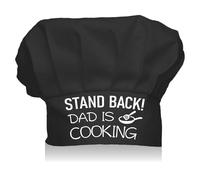 CREATCABIN Chef Hat Cooking Hat Elastic Cotton Kitchen Baker Reusable Adjustable Cap Black Hat Stretch Chef Gifts for Men Women Adult Grilling Unisex Baking 9x11.8Inch-Stand Back! Dad Is Cooking