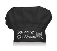 CREATCABIN Chef Hat Daddio Of The Patio Pizza Adjustable Elastic Kitchen Cooking Hat Funny Premium Quality Cap for Chef Birthday Party Cooking Class Black