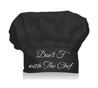CREATCABIN Chef Hat Don't F with The Chef Adjustable Elastic Kitchen Cooking Hat Funny Premium Quality Cap for Chef Birthday Party Cooking Class Black