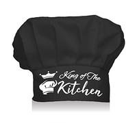 CREATCABIN Chef Hat King Of The Kitchen Adjustable Elastic Kitchen Cooking Hat Funny Premium Quality Cap for Chef Birthday Party Cooking Class Black