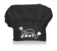 CREATCABIN Chef Hats Adjustable Chef Elastic Cotton Kitchen Baker Cooking Hat Reusable Stretch Chef Gifts for Men Women Adult Grilling Unisex Baking Hibachi 9 x 11.8Inch(Black)