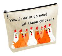 CREATCABIN Chicken Bags Travel Cosmetic Bag Zipper Pouch Multi Purpose Case Toiletry Packing Purse Storage Bag for Keys Lipstick Card Woman Friends 10x7Inch-Yes, I Really Do Need All these Chickens