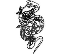 CREATCABIN Chinese New Year Snake Metal Wall Decor Year of The Snake 2025 Wall Art Gothic Black Floral Wall Decor Cut Iron Wall Signs Aesthetic Witchy Boho Wall Hanging for Bedroom Bathroom 11.8x6.3in