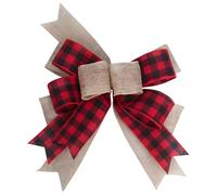 CREATCABIN Christmas Plaid Bow Holiday Craft Bows 9.8 x 8.5 Inch Plaid Burlap Xmas Bowknot Ornament for Wreath Garland Christmas Tree Topper Kitchen Porch Door Wedding Party Farmhouse Decor