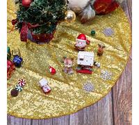 CREATCABIN Christmas Tree Skirt Gold Tree Skirts Round Glitter Sequins Tree Skirt Cover Tree Mat Xmas Decor Gifts for Christmas Home Holiday Party Rustic Winter Indoor Outdoor Decoration 23.6Inch