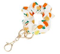 CREATCABIN Cloth Wristband Keychain Scrunchie Keychain Wristlet Orange Key Bracelet Wristlet Elastic Scrunchie Bracelet Spring Buckle Key Ring for Women Travel Bag Keyring Decoration 2.9in