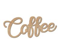 CREATCABIN Coffee Wooden Word Sign Cutout Letter Sign Wood Coffee Wall Decor Word Sculpture Unfinished Sign DIY Letters Art Sign Ornaments for Front Door Rustic Home Decorations 9.8 x 4Inch
