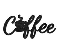 CREATCABIN Coffee Word Sculpture Wood Sign Wooden Laser Cutout Unfinished Slices Wood Letter Wall Sign Ornaments Art for Crafts DIY Personalized Front Door Kitchen Home Wall Decor 12x5.4Inch-Black