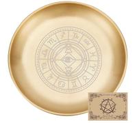 CREATCABIN Constellation Ritual Plate Altar Stainless Steel Flat Bowl Round Golden Tray Offering Bowl Dish Candle Holder Jewelry Dish for Smudging Incense Burner Meditation Tarot 5.55Inch