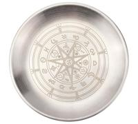 CREATCABIN Constellation Ritual Plate Altar Stainless Steel Flat Bowl Round Silvery Tray Offering Bowl Dish Candle Holder Jewelry Dish for Smudging Incense Burner Meditation Tarot 5.55Inch