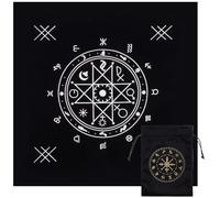 CREATCABIN Constellation Tarot Cloth Viking Runes Tarot Deck Spiritual Tapestry Tablecloth Sacred Astrology with Tarot Card Bag for Divination Witchcraft Pagan Gift Tarot Lover 19.49x19.49 Inch