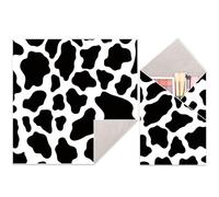 CREATCABIN Cow Pattern Self-Heavens Magic Cloth Bag Portable Protective Cosmetic Pouch Camera Lens Wrap Stylish Travel Organizer For Beauty Essentials Makeup Hold Home Daily White 21.6x21.6 Inch