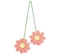 CREATCABIN Crochet Daisy Car Accessories for Women Cute Rear View Mirror Hanging Charms Handmade Daisy Flower Decor Gifts for Crochet Lovers Car Owner Automotive Interior Aesthetic Pink 2.36 Inch