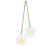 CREATCABIN Crochet Daisy Car Accessories for Women Cute Rear View Mirror Hanging Charms Handmade Daisy Flower Decor Gifts for Crochet Lovers Car Owner Automotive Interior Aesthetic White 2.36 Inch