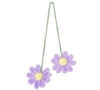 CREATCABIN Crochet Daisy Car Hanging Ornaments for Women Girls Cute Sunflower Car Rear View Mirror Hanging Flower Charms Handmade Automotive Interior Gift Crochet Lovers Car Owner White 2.36 Inch