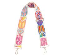 CREATCABIN Crochet Flower Purse Strap Belt Bag Strap Replacement Ethnic Colorful Floral Embroidery Knit 2" Wide Adjustable Handbags Belt with Gold Metal Buckles for Guitar Crossbody Shoulder Tote Bag