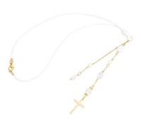 CREATCABIN Cross Hanging Car Mirror Ornament Natural Moonstone Crystal Glass Bead Charms with Cord Suncatcher Car Rearview Mirror Accessories for Bag Window Cars Balcony Keychain Decor White 13.6 Inch