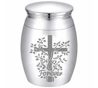 CREATCABIN Cross Small Keepsake Urn Stainless Steel Mini Cremation Urn Ashes Preserve Memorial Gift Waterproof Decorative Funeral Souvenir for Human Pet Ashes Part Encapsulation Storage 1.57x1.18in