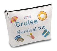 CREATCABIN Cruise Survival Kit Canvas Makeup Bags Travel Cosmetic Bag Multipurpose Case Iron on Transfe Metal Zipper Bag Purse Pouches Toiletry Bag Portable for Trip DIY School Nurse Gifts 10x7Inch