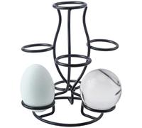 CREATCABIN Crystal Ball Holders 7 Eggs Display Stand Black Iron Easter Egg Storage Rack Multi-Sphere Display Holder for Crystal Sphere Globe Rock Stone Home Office Kitchen Decor Ornament 5.3x5.6Inch