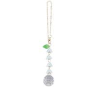 CREATCABIN Crystal Hanging Charm Rear View Mirror Pendant Boho Car Decor Lily of the Valley Hanging Ornament Accessories for Car Interior Women Handbag Keychain Mobile Phone Decorative Gift 5.7x0.98in