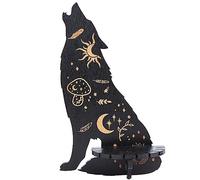 CREATCABIN Crystal Shelf Display Wooden Floating Shelves Altar Gothic Wall Decor Rustic Moon Wolf Holder Shelf Hanging Witchy Stuff for Crystals Stones Essential Oil Spiritual Gift Black 10x6Inch