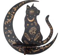 CREATCABIN Crystal Shelf Display Wooden Wall Crystal Shelf Cat Moon Rustic Floating Shelves Trinket Dowsing Pendulum Holder Stand for Hanging Essential Oil Spiritual Gift Wall Decor 9.84x9.84Inch