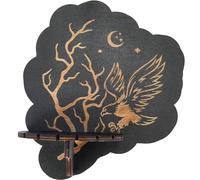 CREATCABIN Crystal Shelf Display Wooden Wall Crystal Shelf Eagle Branch Rustic Floating Shelves Trinket Dowsing Pendulum Holder Stand for Hanging Essential Oil Spiritual Gift Wall Decor 7.48x6.69Inch
