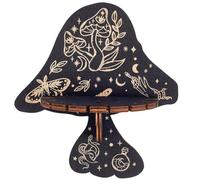 CREATCABIN Crystal Shelf Display Wooden Wall Crystal Shelf Mushroom Moth Floating Shelves Dowsing Pendulum Holder Stand Witchy Stuff Storage for Hanging Stones Rock Spiritual Gifts 6.33x5.91Inch