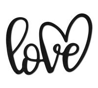 CREATCABIN Cutout Love Wood Sign Unfinished Wooden Love Sign Wooden Word Hanging Wall Art Decor Sign Sculpture Love Letter DIY Block Ornaments for Farmhouse Front Door Home Decorations 11x8 Inch-Black