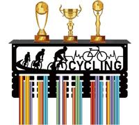CREATCABIN Cycling Medal Hanger Display Medal Holder with Shelf Sports Rack Wall Mount Frame Iron Hook Trophy Medal Stand for Hanging Medals Awards Biking Marathon Athlete Medalist 15.7 x 7.9Inch